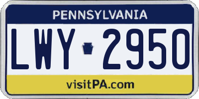 PA license plate LWY2950