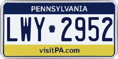 PA license plate LWY2952