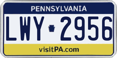 PA license plate LWY2956