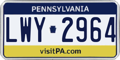 PA license plate LWY2964