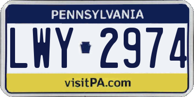 PA license plate LWY2974