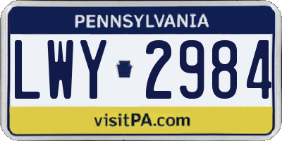 PA license plate LWY2984