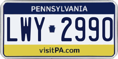 PA license plate LWY2990