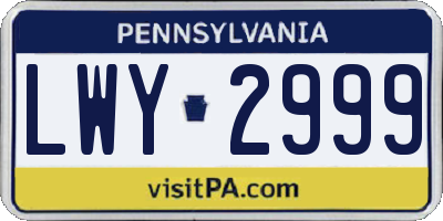 PA license plate LWY2999