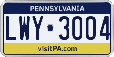 PA license plate LWY3004