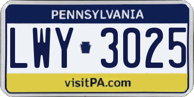 PA license plate LWY3025