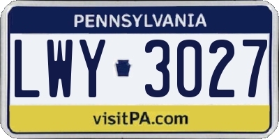 PA license plate LWY3027