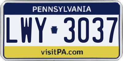 PA license plate LWY3037