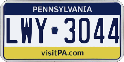 PA license plate LWY3044