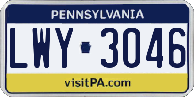 PA license plate LWY3046