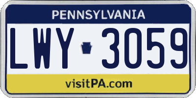 PA license plate LWY3059
