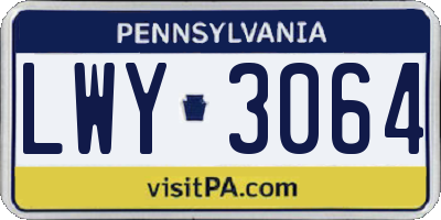 PA license plate LWY3064