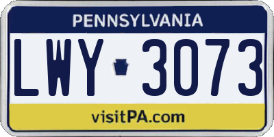 PA license plate LWY3073