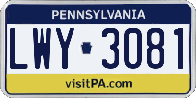 PA license plate LWY3081