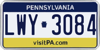 PA license plate LWY3084