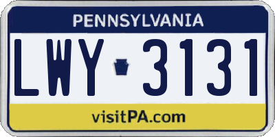 PA license plate LWY3131