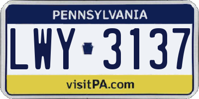 PA license plate LWY3137