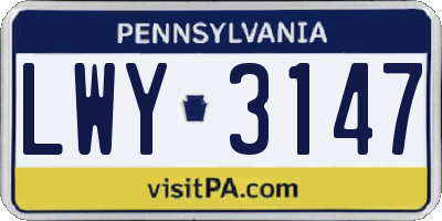 PA license plate LWY3147
