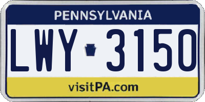 PA license plate LWY3150