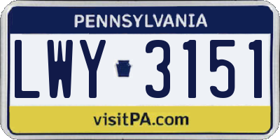 PA license plate LWY3151