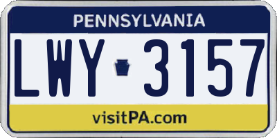 PA license plate LWY3157