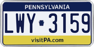 PA license plate LWY3159