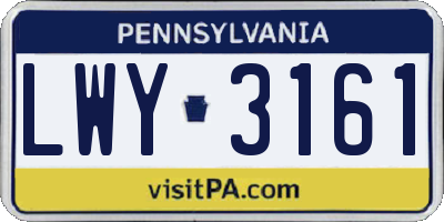 PA license plate LWY3161