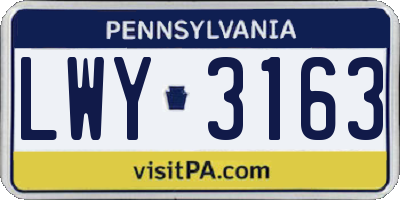 PA license plate LWY3163