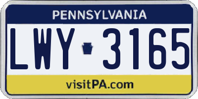 PA license plate LWY3165