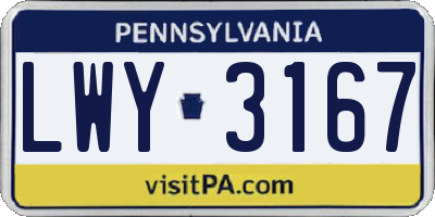 PA license plate LWY3167