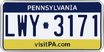 PA license plate LWY3171