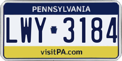 PA license plate LWY3184