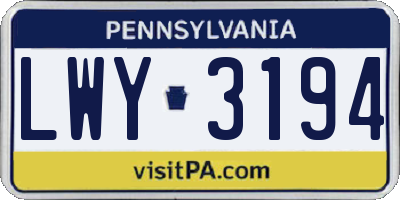 PA license plate LWY3194
