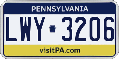 PA license plate LWY3206