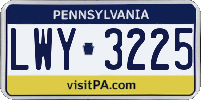 PA license plate LWY3225