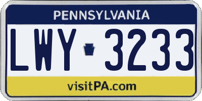 PA license plate LWY3233