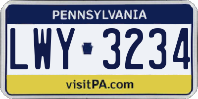 PA license plate LWY3234