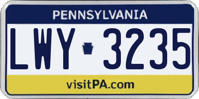 PA license plate LWY3235
