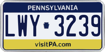 PA license plate LWY3239