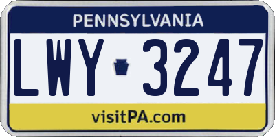 PA license plate LWY3247