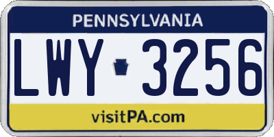 PA license plate LWY3256