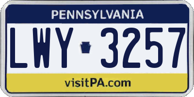PA license plate LWY3257