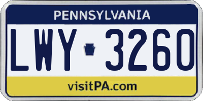 PA license plate LWY3260