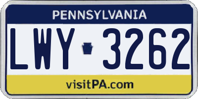 PA license plate LWY3262