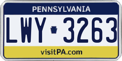 PA license plate LWY3263