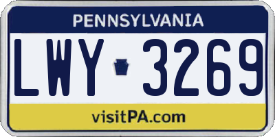 PA license plate LWY3269