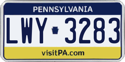 PA license plate LWY3283