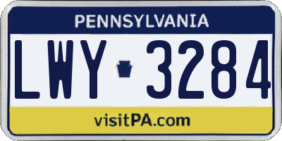 PA license plate LWY3284