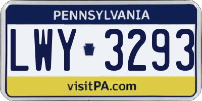 PA license plate LWY3293
