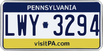 PA license plate LWY3294